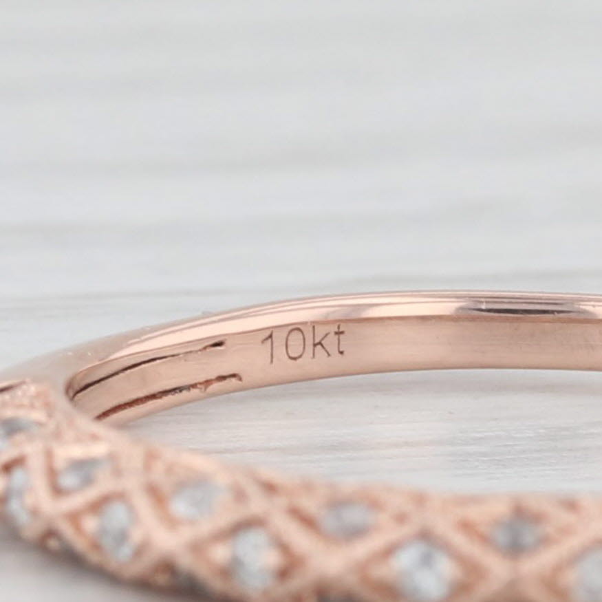 0.12ctw Diamond Stackable Ring 10k Rose Gold Wedding Anniversary Band IGL