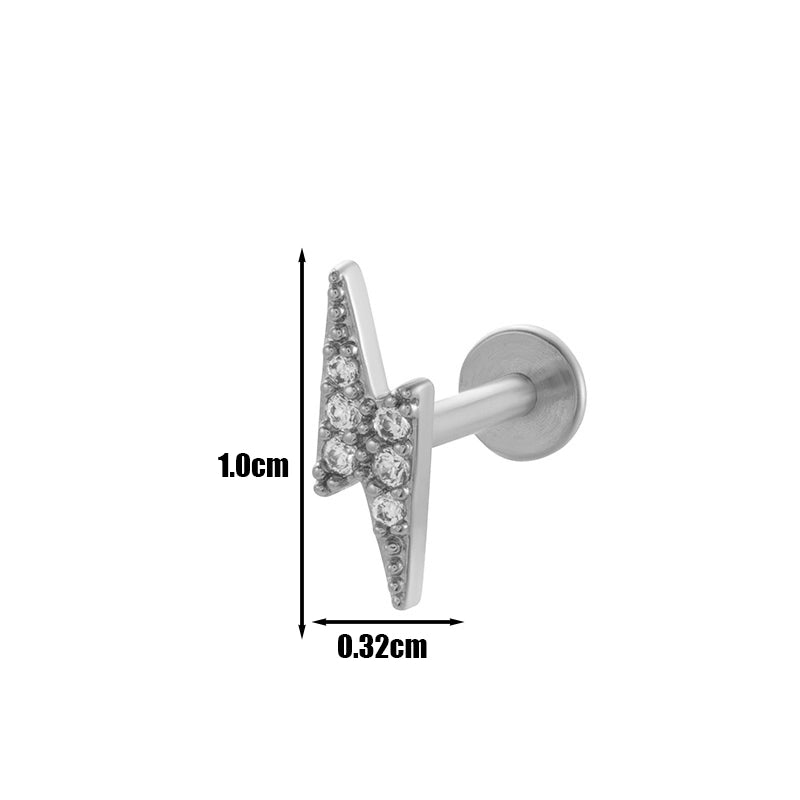 1 Piece Lip Rings Cool Style Pentagram Flower Butterfly 316L Stainless Steel  Copper Plating Inlay Zircon