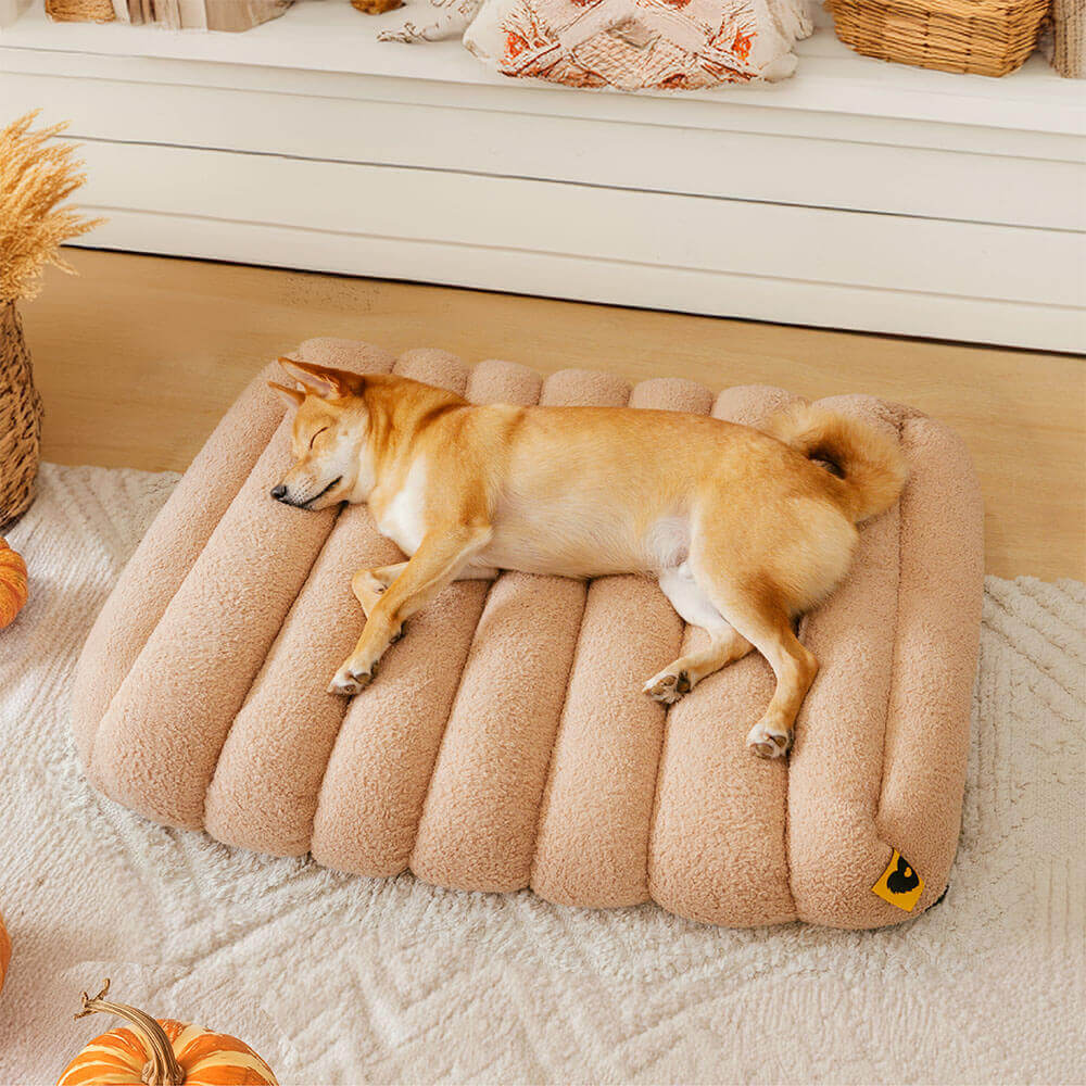 Large Washable Creamy Cozy Flat Dog Beds - Cheesecake