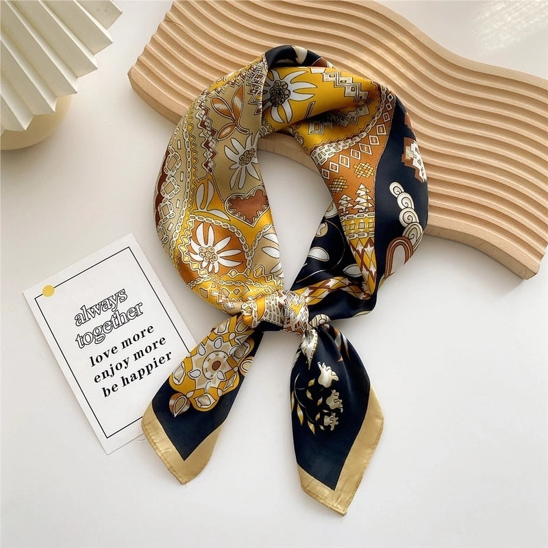 Fashion Elegant Printing Thin Square Dacron Scarf Neck Protection 70*70