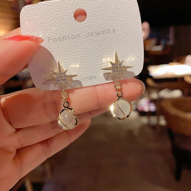 1 Pair Fashion Flower Butterfly Bow Knot Inlay Alloy Artificial Pearls Rhinestones Shell Earrings