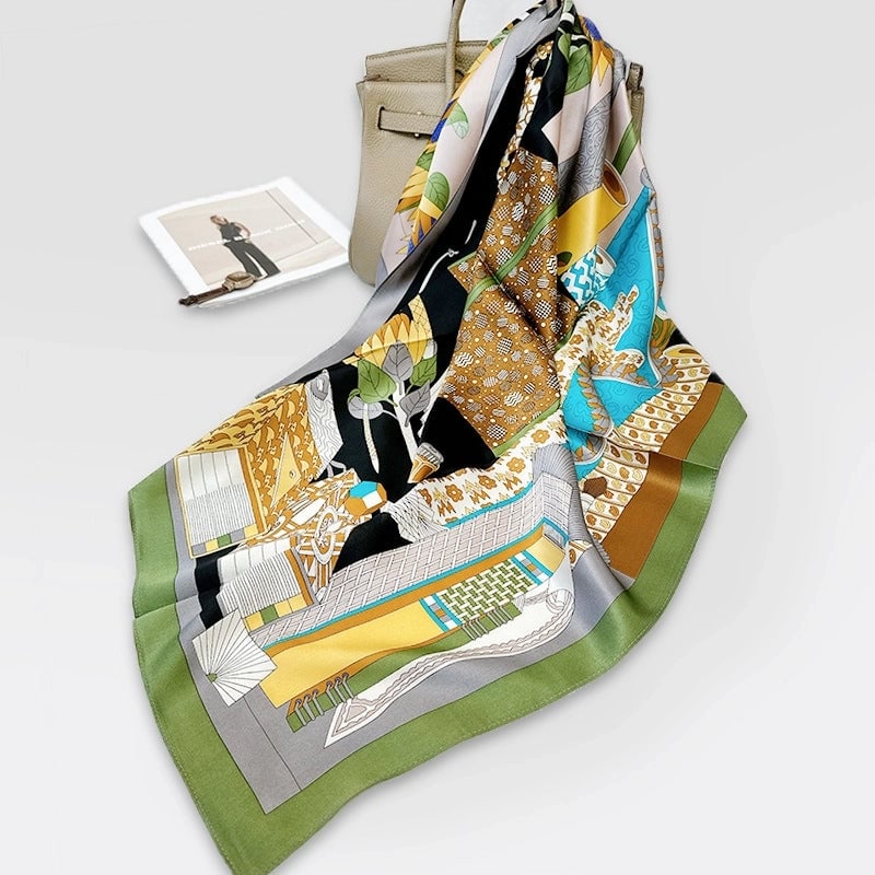 Women's Elegant Minimalist Printing Silk Printing Silk Scarf