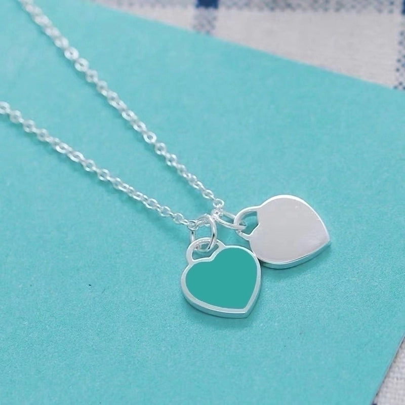 Casual Minimalist Heart Shape Copper Enamel Pendant Necklace