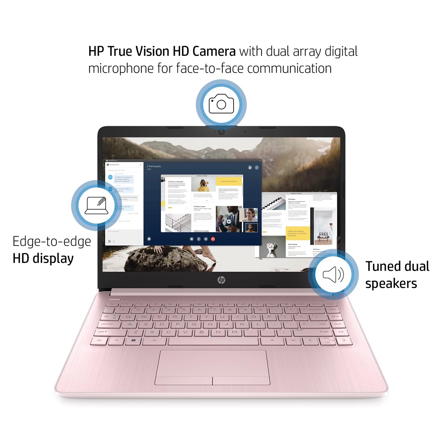 HP Laptop portátil (incluye 1 año Microsoft 365), visualización HD de 14 pulgadas, 8 GB de RAM, 64 GB eMMC, Intel Quad-Core N4120, estudiantes y negocios, cámara web, HDMI, Wi-Fi, RJ-45, Windows 11 Home, rosa