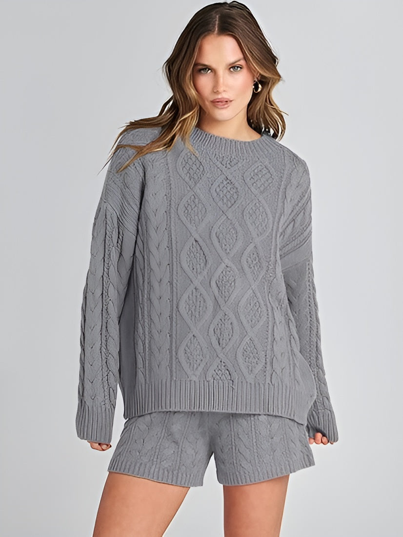 Cozy Knit Sweater And Shorts Set