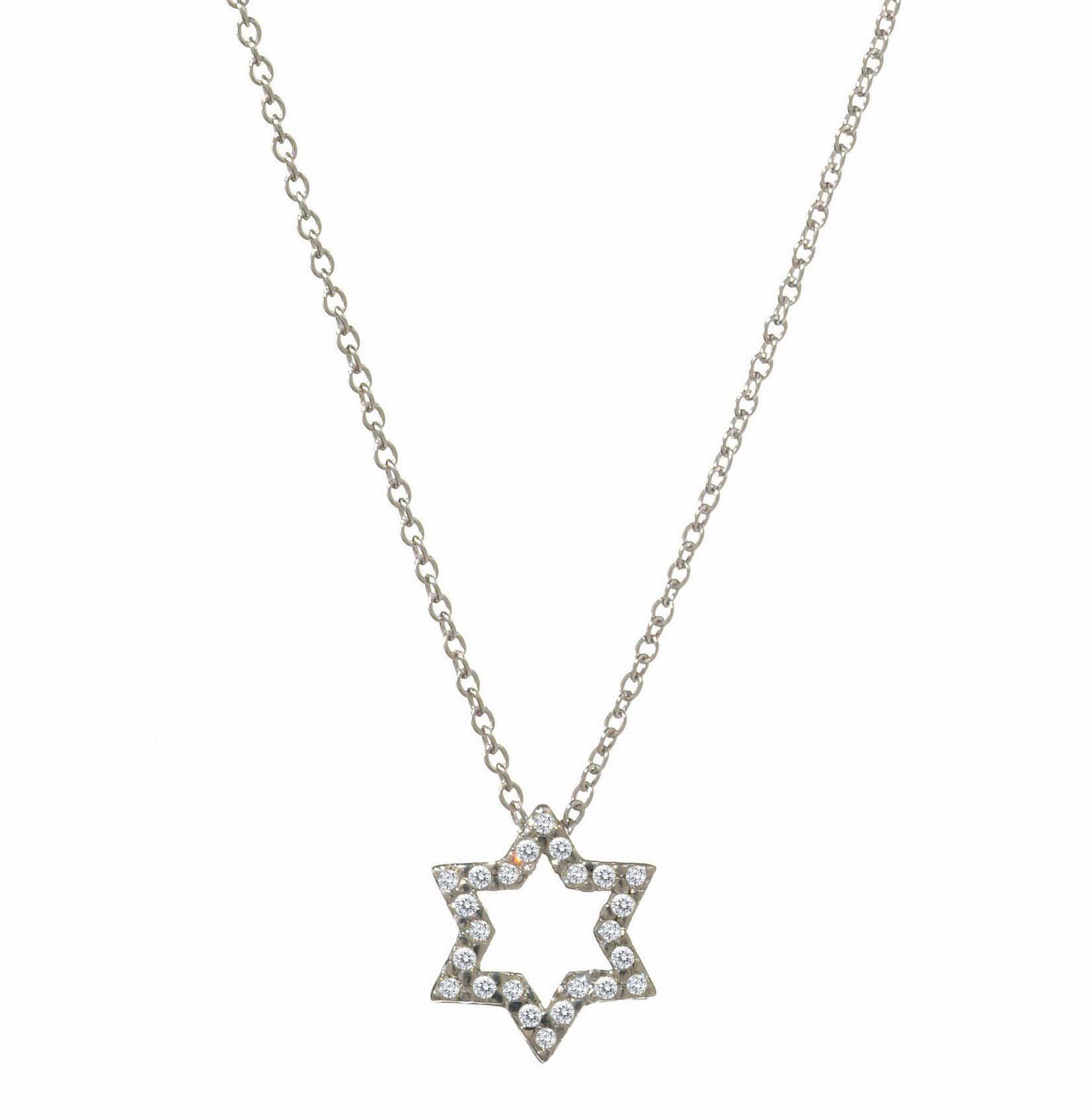 Diamond Pave Star of David Necklace in 14k Yellow Gold or White Gold