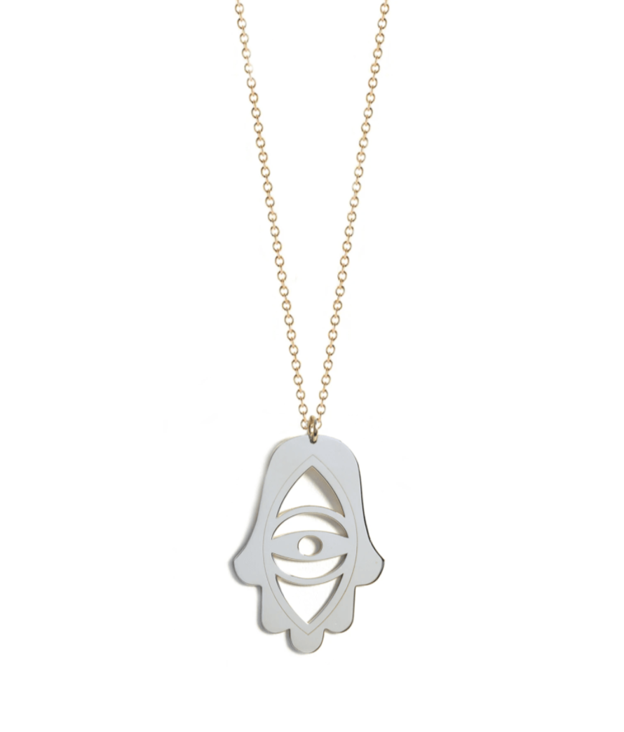 Eye Hamsa Necklace - Sterling Silver. Gold Plated. or Two-Tone