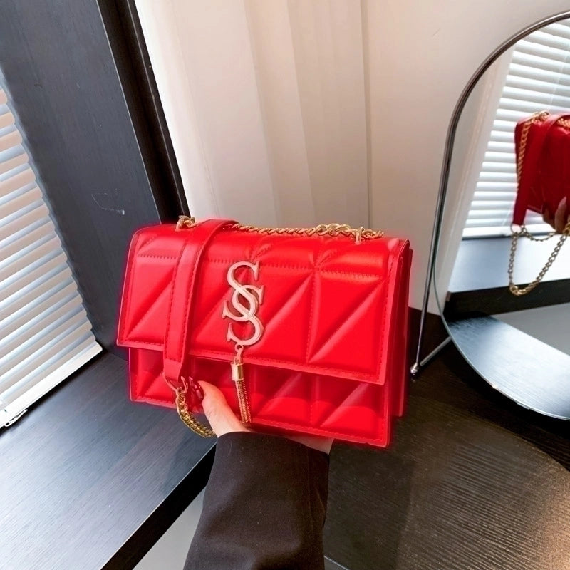 Women's Pu Leather Solid Color Basic Square Flip Cover Shoulder Bag