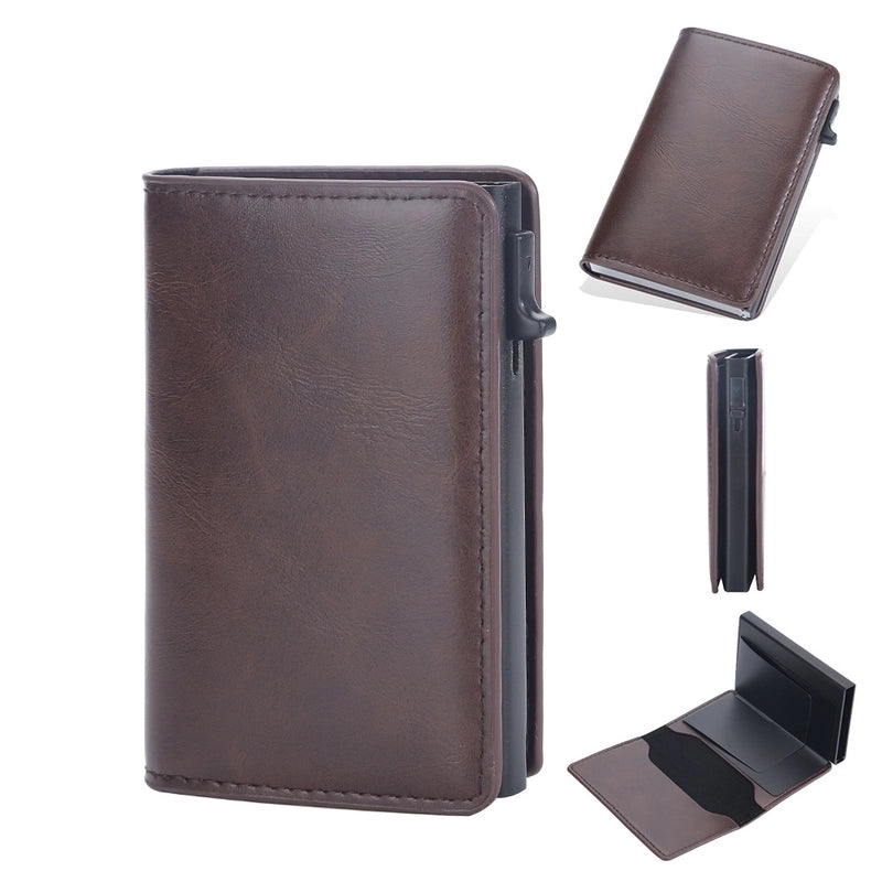 Men's Solid Color Pu Leather Open Card Holders