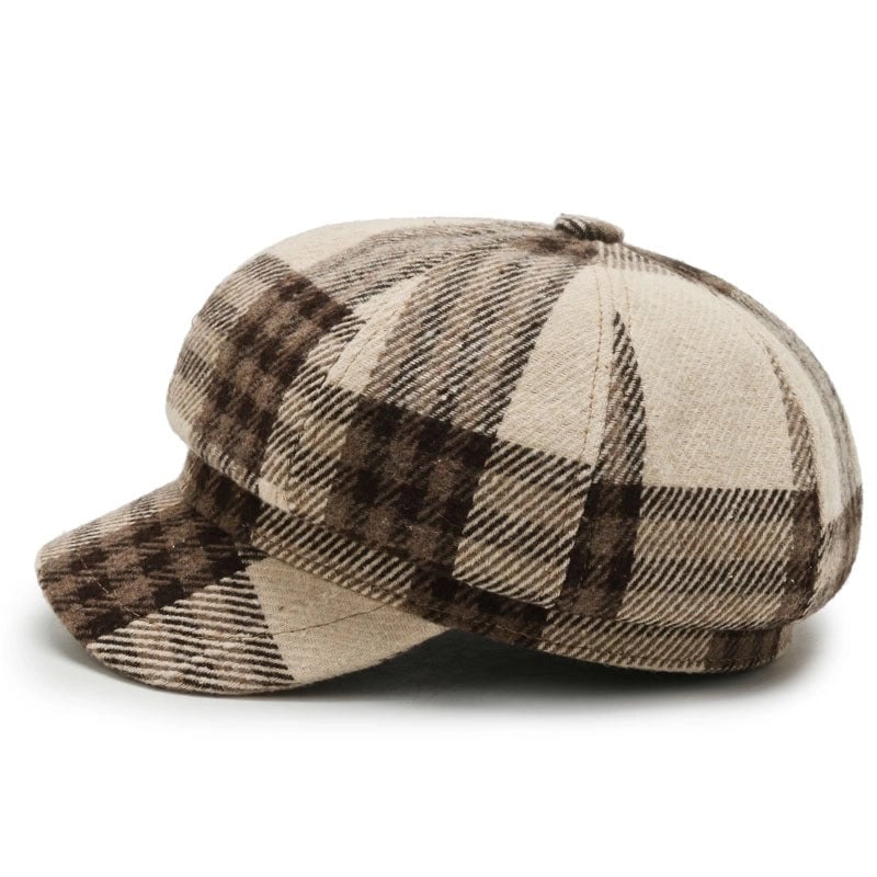 Solid Color Korean Style Imitation Rabbit Fur Octagonal Cap Women's Autumn And Winter Duck Tongue Beret Trendy British Female Young Paintess Cap