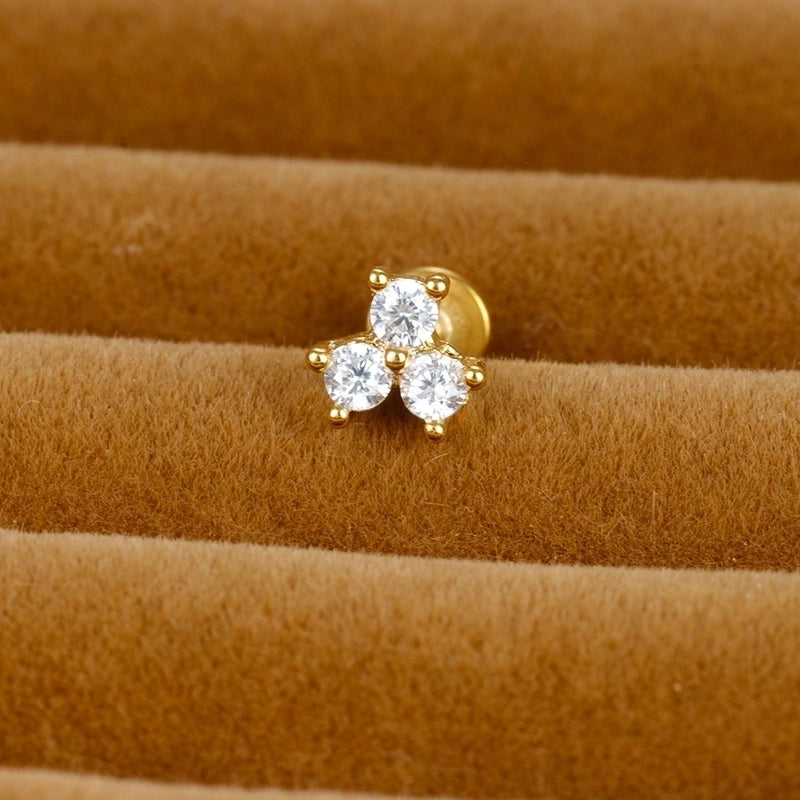 1 Piece Ig Style Minimalist Star Heart Shape Flower Plating Inlay Stainless Steel Zircon Ear Studs