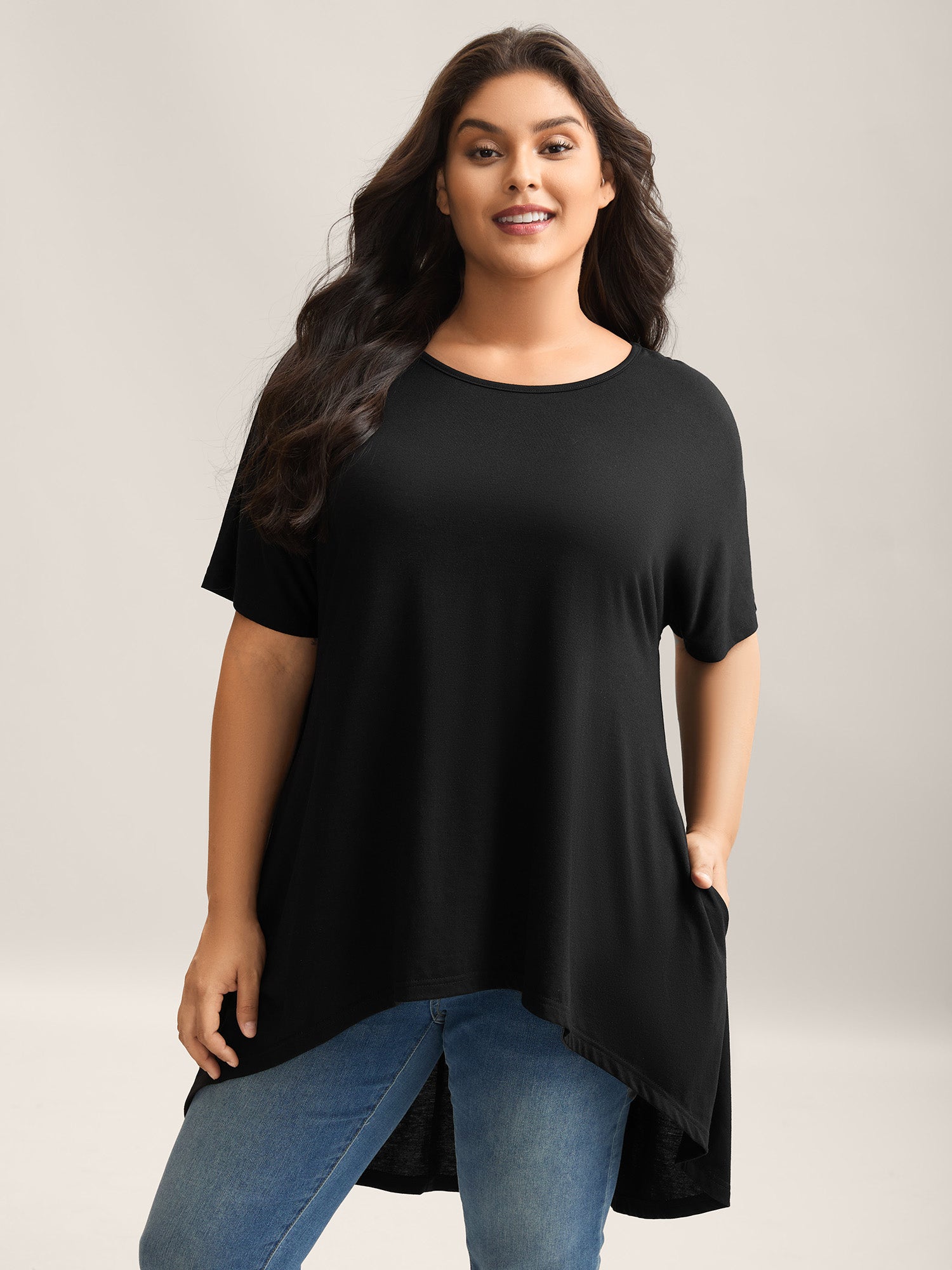 Supersoft Stretchy High-Low Hem T-Shirt