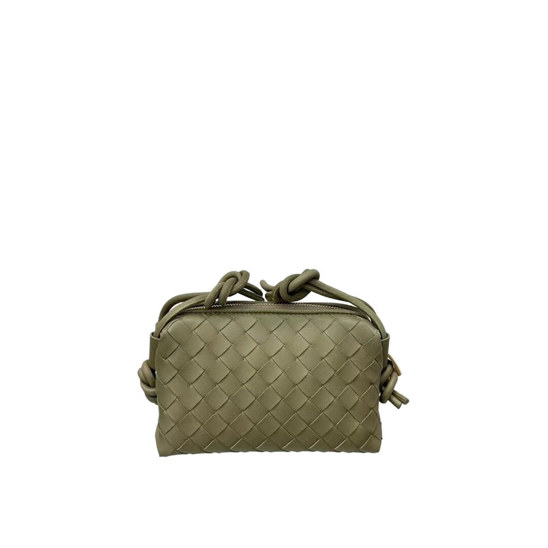 Women's Leather Solid Color Classic Style Weave Square Zipper Crossbody Bag