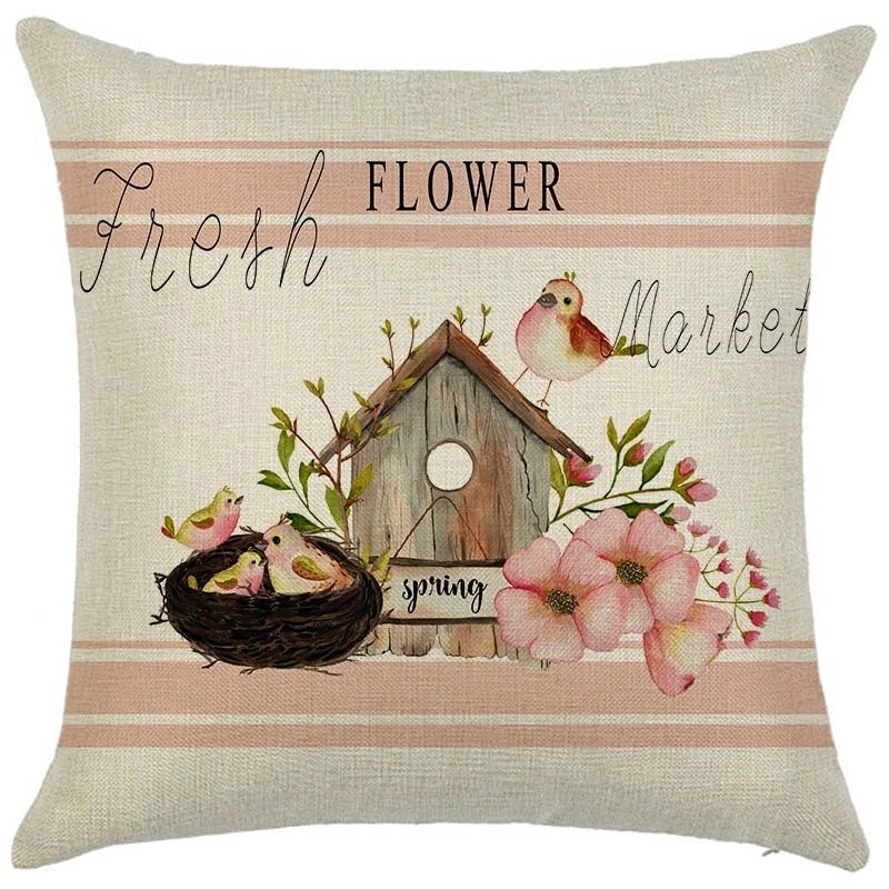 Pastoral Plant Flower Linen Pillow Cases