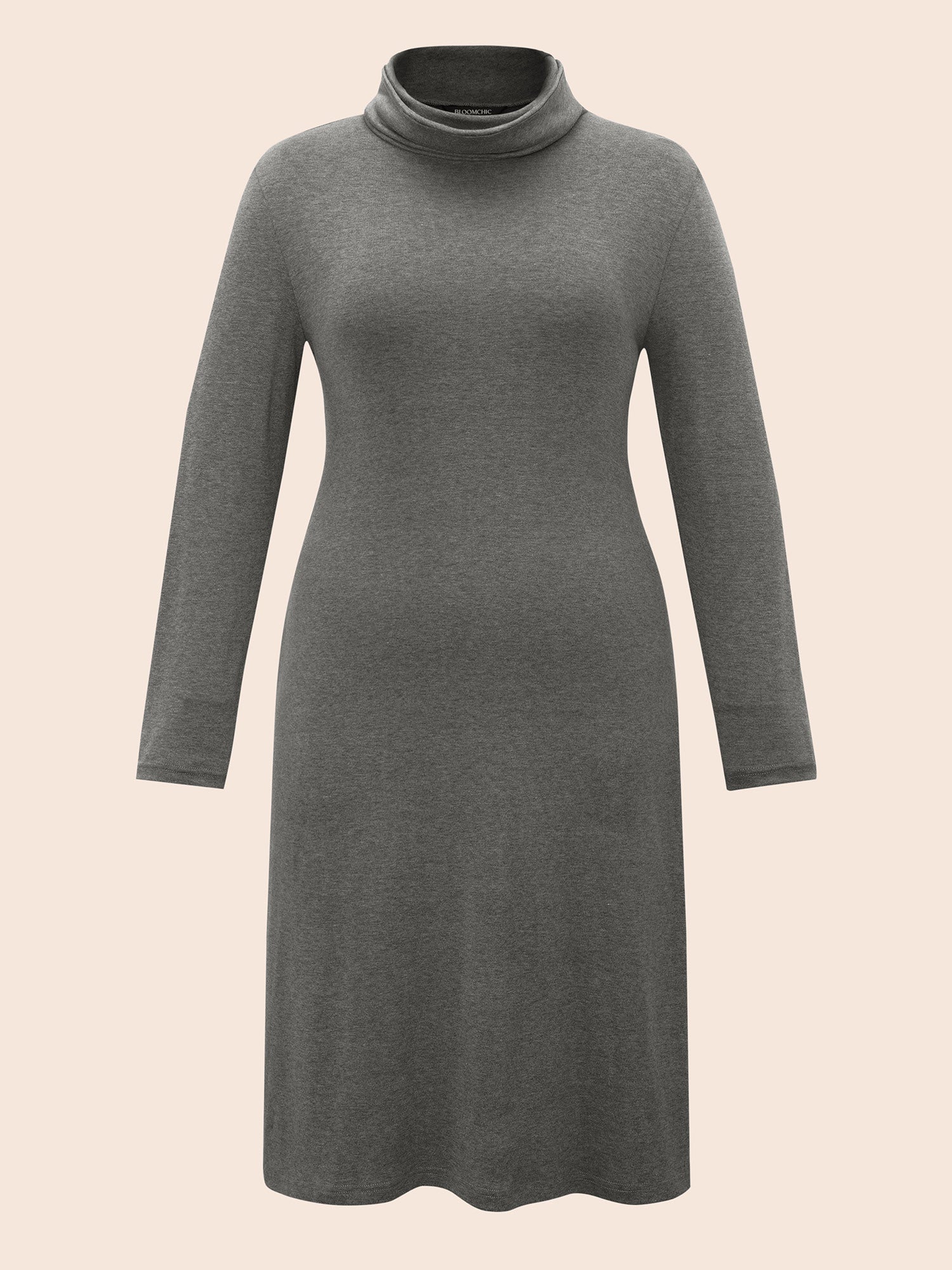 Solid Turtleneck High Stretch Dress