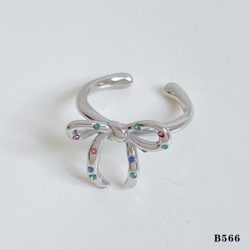 Casual Modern Style Heart Shape Bow Knot 316 Stainless Steel  Shell Diamond 16K Gold Plated White Gold Plated Gold Plated Inlay Stainless Steel Rings