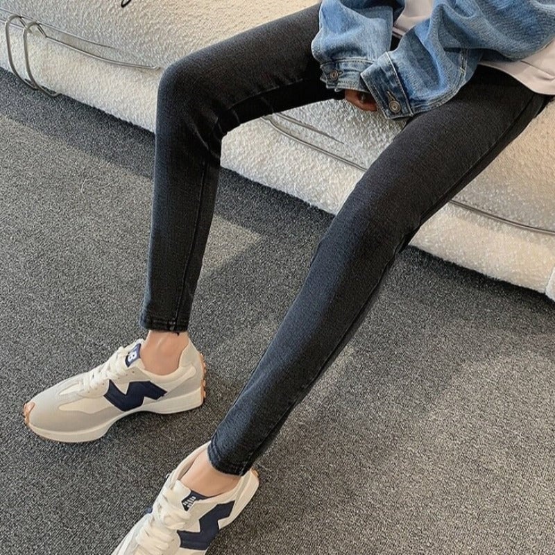 Casual Elastic Fleece High Waist Skinny Jeans