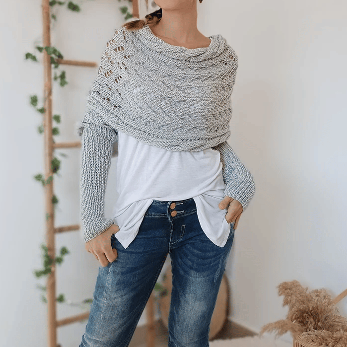 🥰HOT SALE🥰Women's Knitted Cut-Out Shawl Poncho Wrap