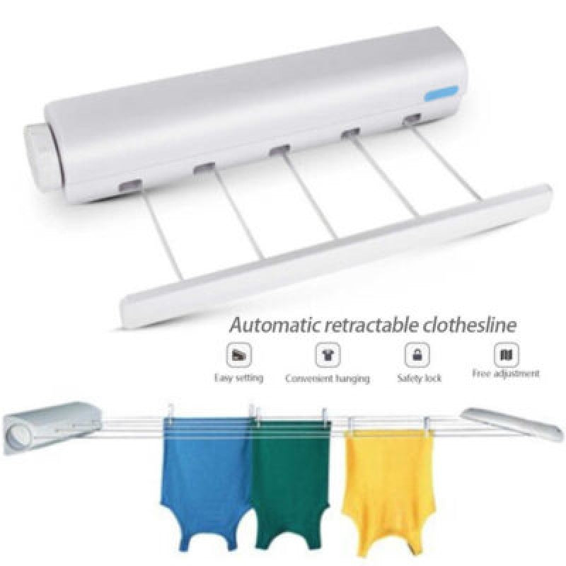 5 Rope Folding Wall-Mounted Retractable Clothes Hanger & Drying Rack