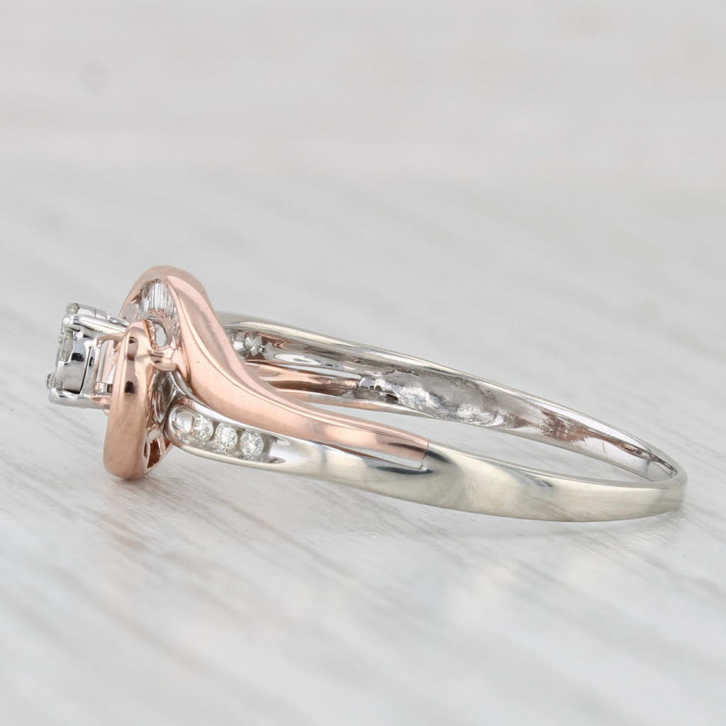 0.18ctw Diamond Bypass Engagement Ring 10k White Rose Gold Size 9