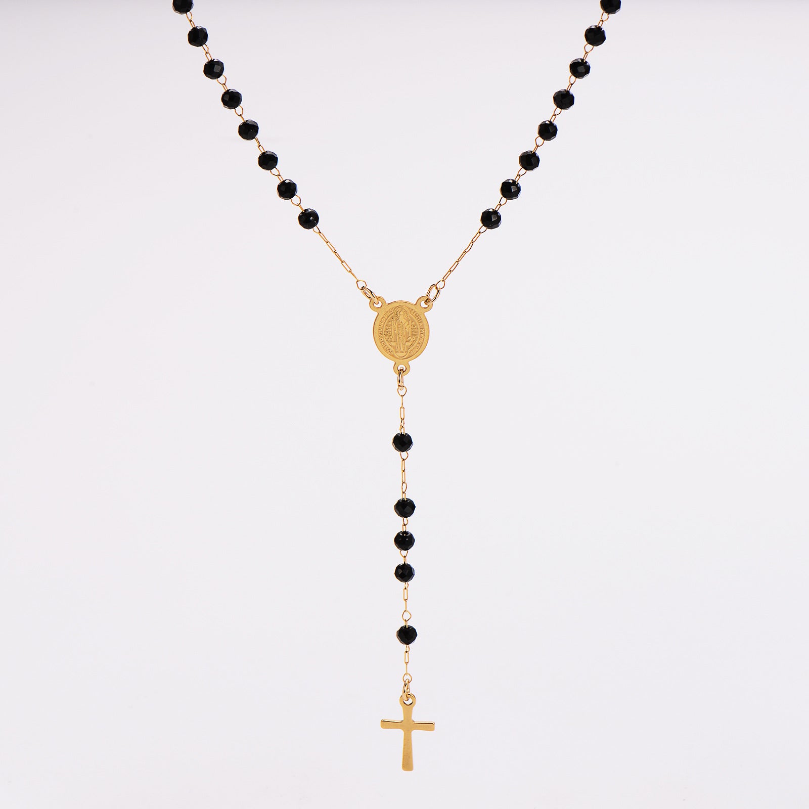 Aml Retro Niche Personality Portrait Oval Brand Design Tassel Cross Pendant Stainless Steel Sweater Chain