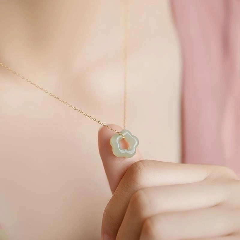 Elegant Flower 304 Stainless Steel Jade Plating