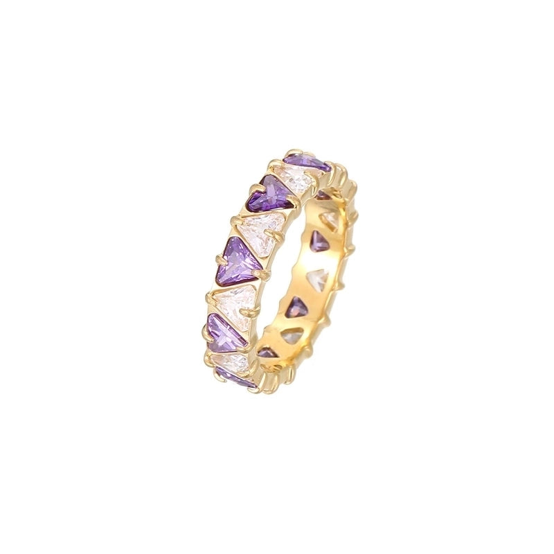 Minimalist Shiny Heart Shape 304 Stainless Steel Zircon 16K Gold Plated White Gold Plated Inlay Rings