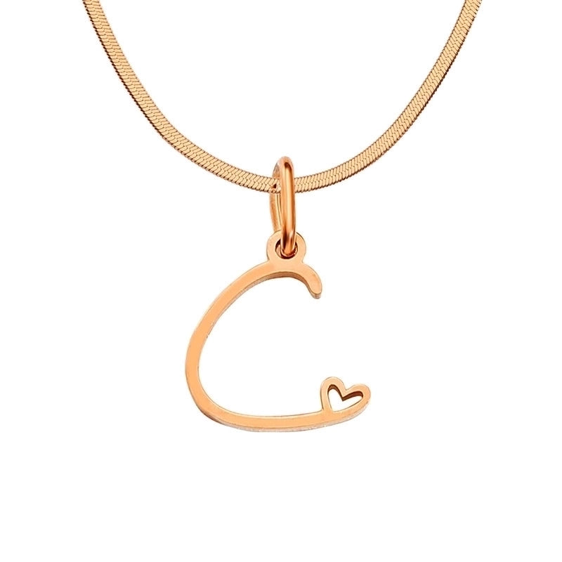 Stainless Steel Titanium Steel 14K Gold Plated Minimalist Plating Letter Heart Shape Pendant Necklace
