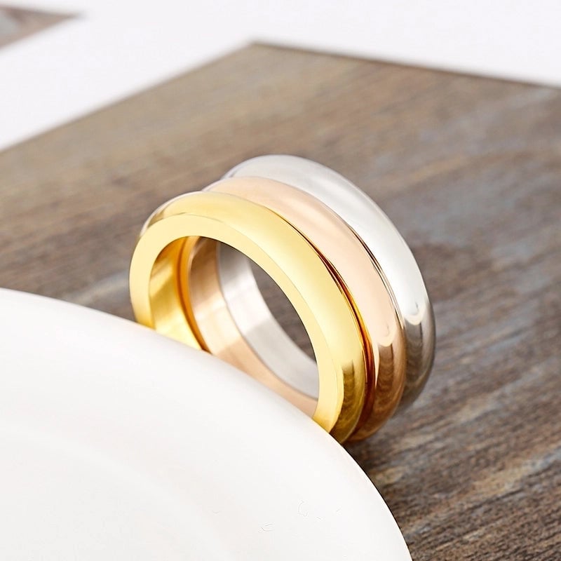 304 Stainless Steel 18K Gold Plated Basic Minimalist Classic Style Round Rings
