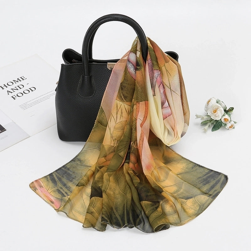 Women's Elegant Lady Lotus Chiffon Silk Scarf