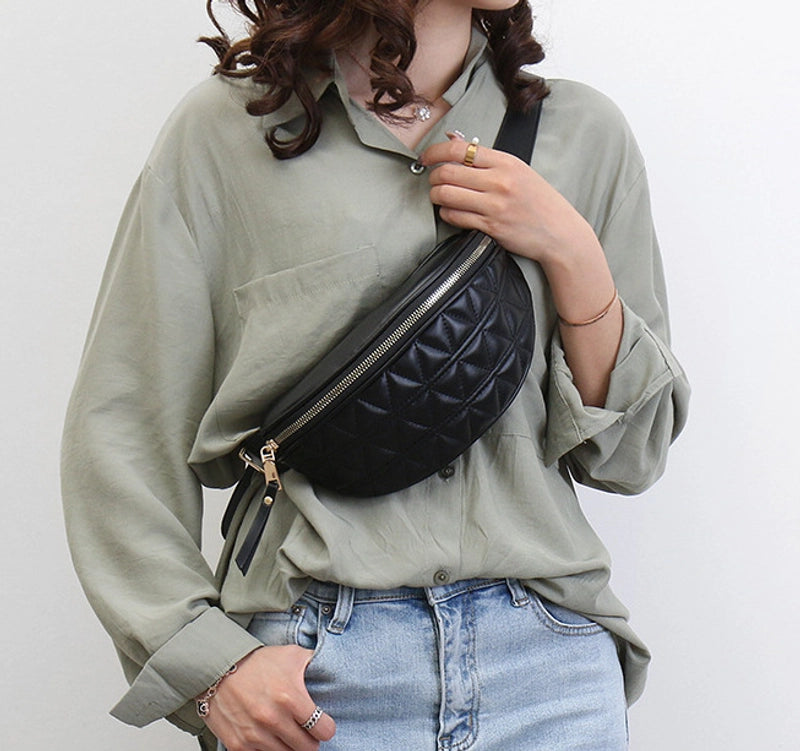 Waist Bag For Women  New Autumn And Winter Rhombus Wide Shoulder Strap Chest Bag Multi-purpose Fashion Girl Waist Bag Messenger Bag