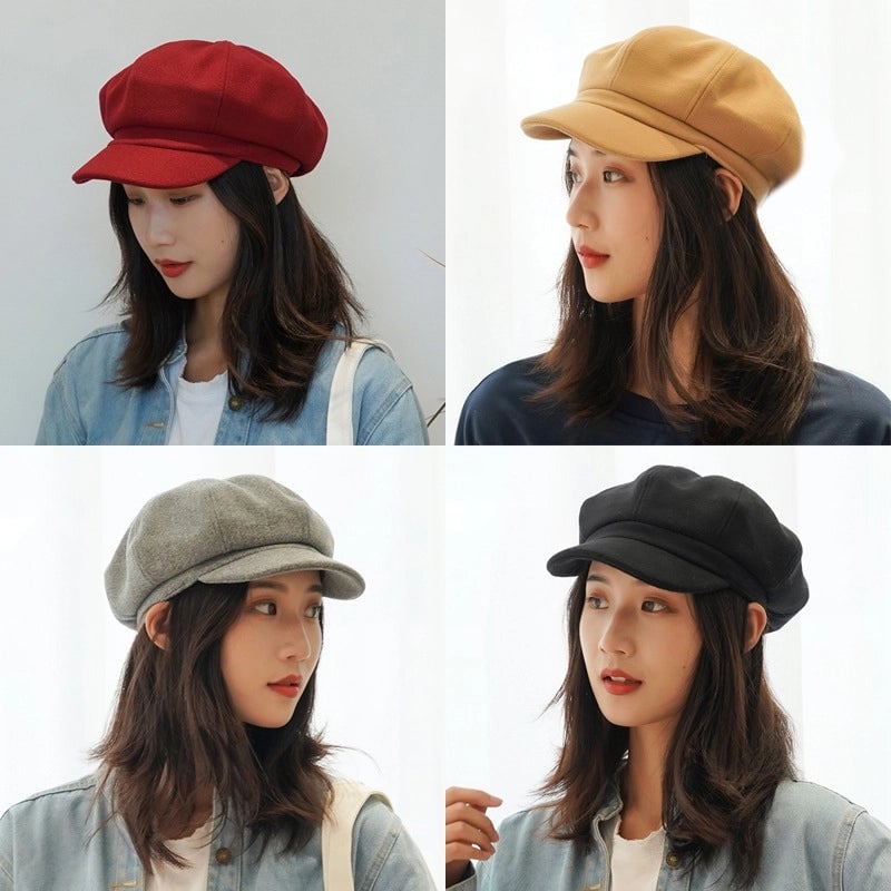 Hat Women's Autumn And Winter British Retro Painter Octagonal Hat Japanese Internet Celebrity Versatile Korean Style Street Fashion Peaked Beret