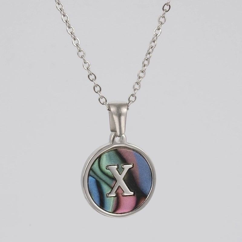 Fashion Round Letter Stainless Steel Necklace Patchwork Stainless Steel Necklaces