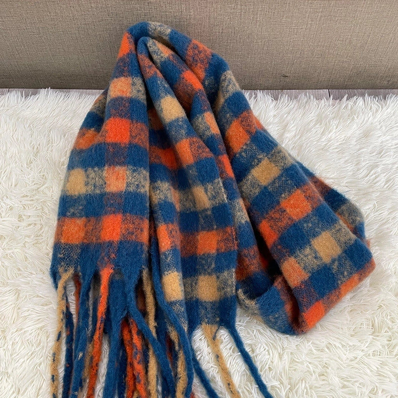 Versatile Student Shawl Warm Scarf Simple Versatile Men's And Women's Autumn And Winter High-end Sense Plaid Scarf