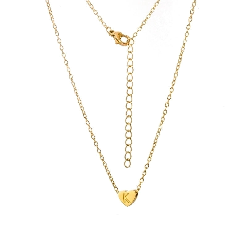 Stainless Steel Titanium Steel 18K Gold Plated Minimalist Letter Heart Shape None Pendant Necklace