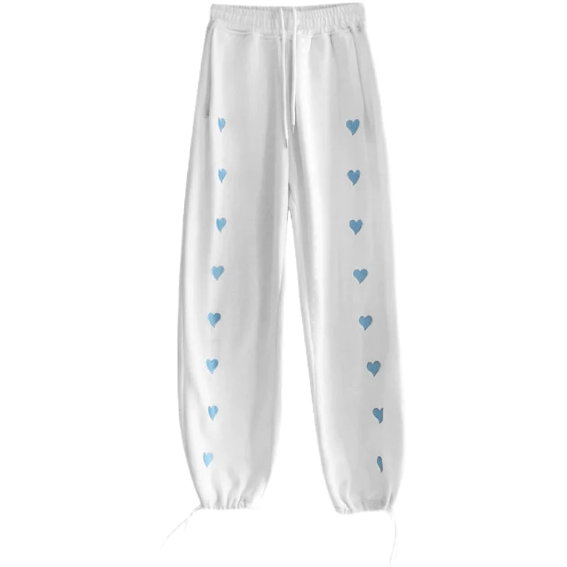 Harajuku Heart Print Casual Pants  KF9939