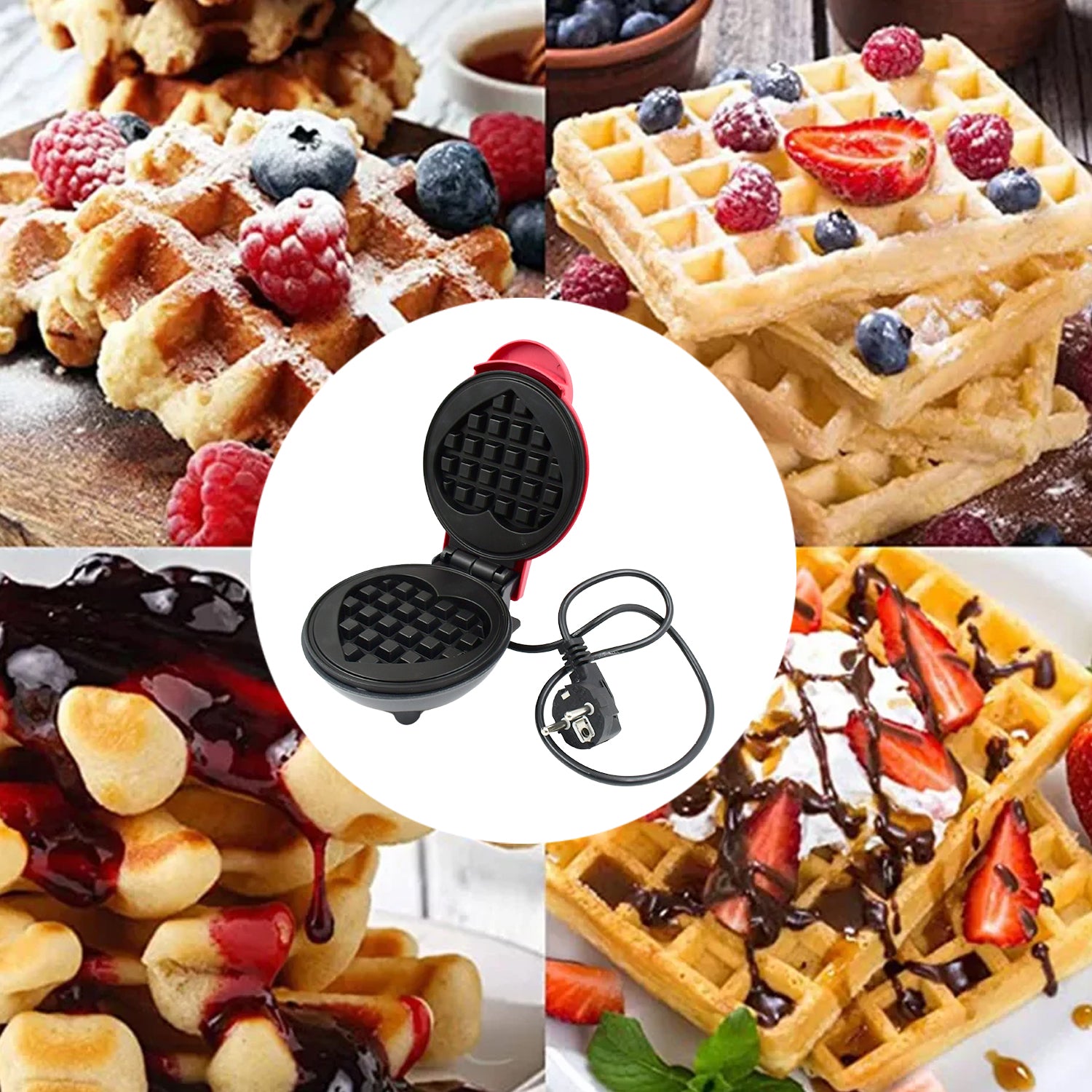 Mini Waffle Maker Machine Waffle Iron Home Appliances Kitchen Gift Easy To Clean. On-Stick Surfaces. Perfect Breakfast. Dessert. Sandwich. Pan Cakes. Paninis / Other Snacks Machine