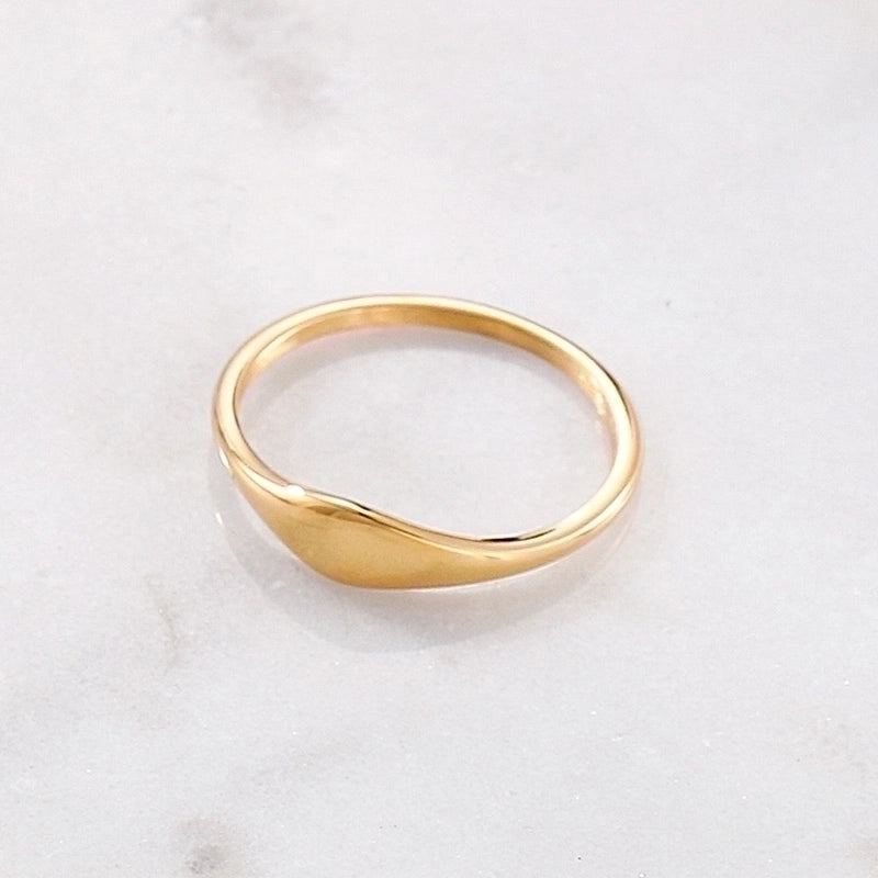 Minimalist Geometric Titanium Steel 18K Gold Plated Plating Rings