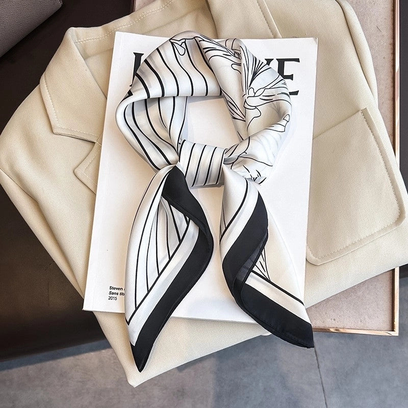 Silk Scarf Women's Elegant Small Square Scarf Decoration 70 Professional Small Square Scarf  New Autumn And Winter Warm Scarf French Hair Band