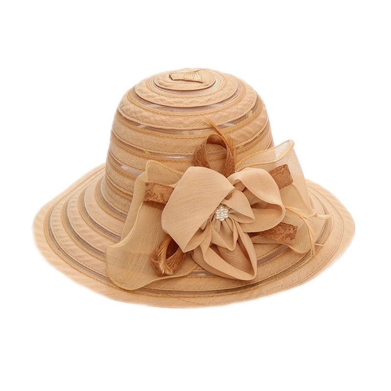 Women's Fashion Solid Color Flowers Flat Eaves Sun Hat