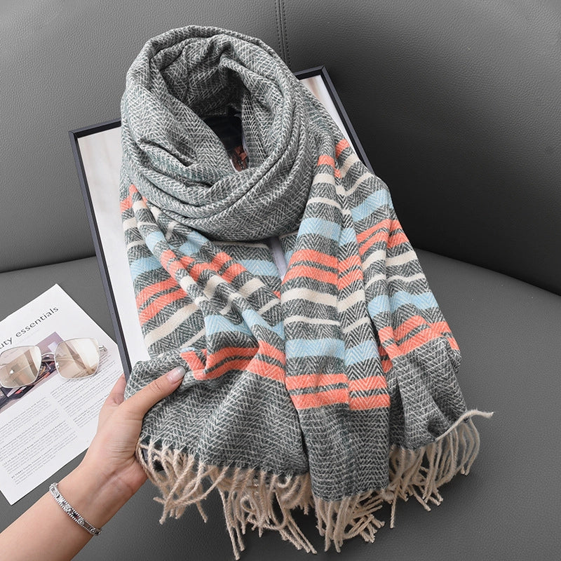 Women's Casual Classic Style Stripe Polyester Scarf