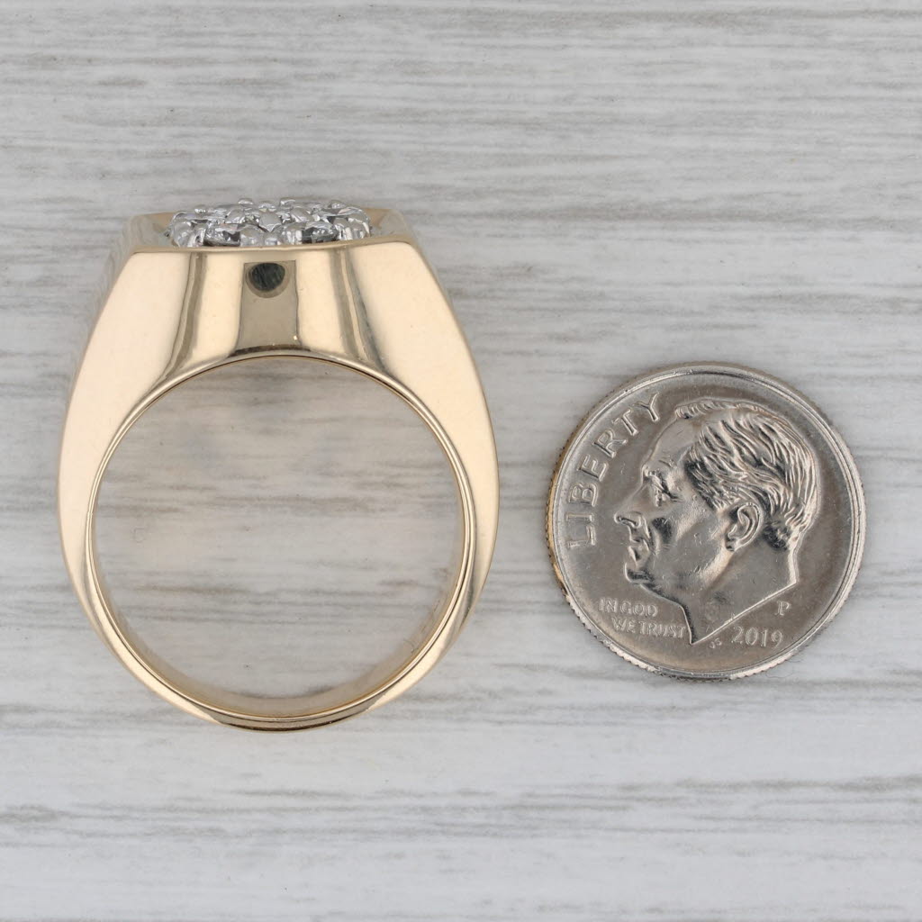 1.25ctw Diamond Cluster Ring 14k Yellow Gold Size 10 Men's Vintage