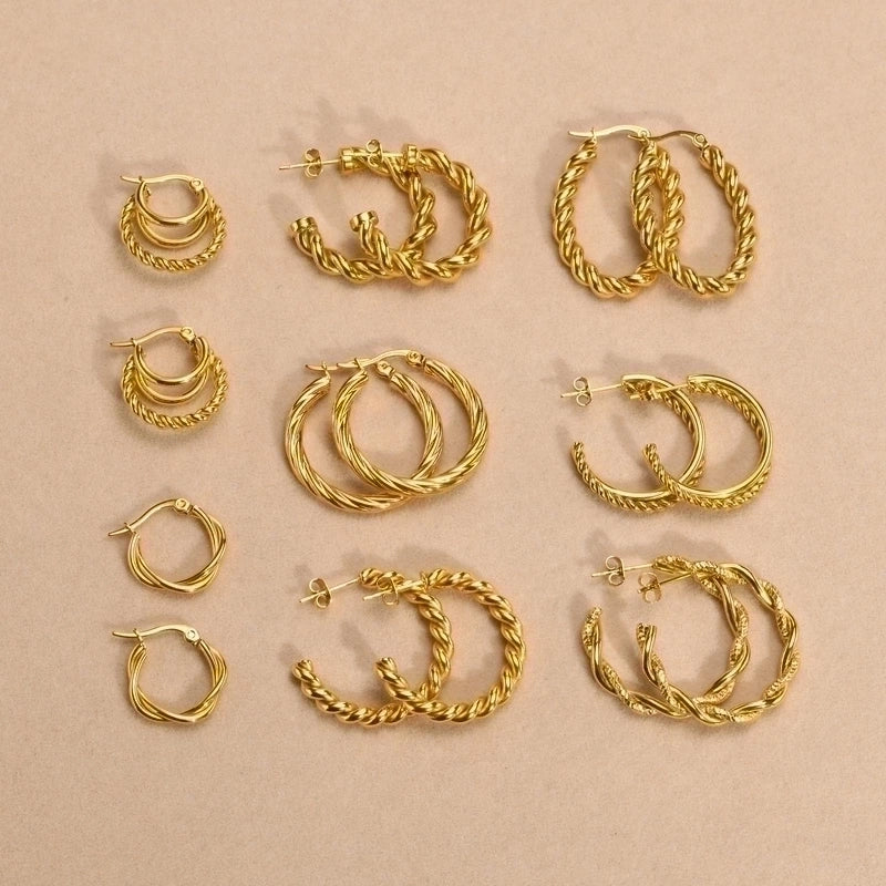 1 Pair Minimalist C Shape Plating 201 Stainless Steel Hoop Earrings Ear Studs