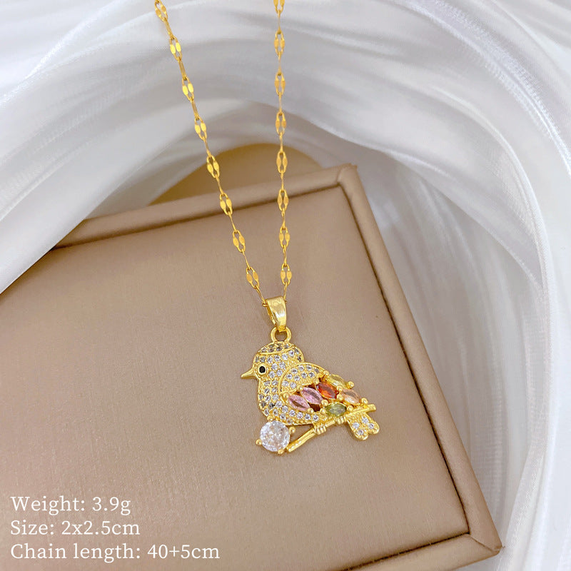 Copper Micro-Inlaid Cross Fashionable And Gorgeous Full Diamond Necklace For Women All-Match Clavicle Chain Titanium Steel