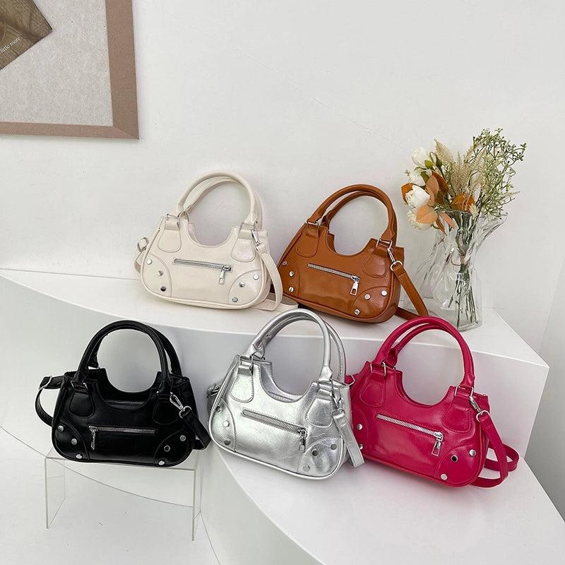 Women's Medium Pu Leather Solid Color Streetwear Zipper Underarm Bag