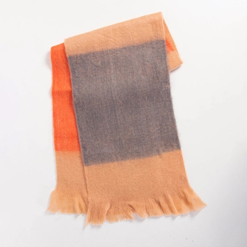Women's Sweet Color Block Polyester Scarf