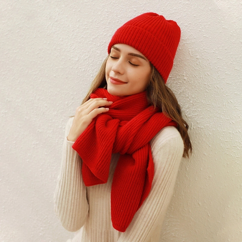Women's Basic Minimalist Solid Color Acrylic Knit Scarf