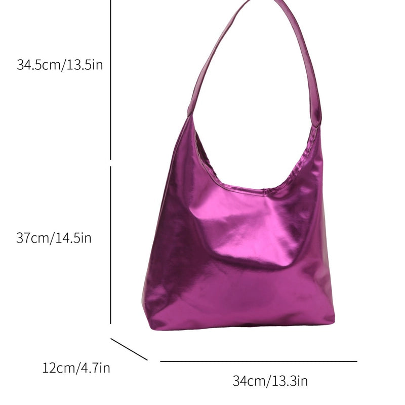 Women's Large Pu Leather Solid Color Streetwear Square Magnetic Buckle Shoulder Bag