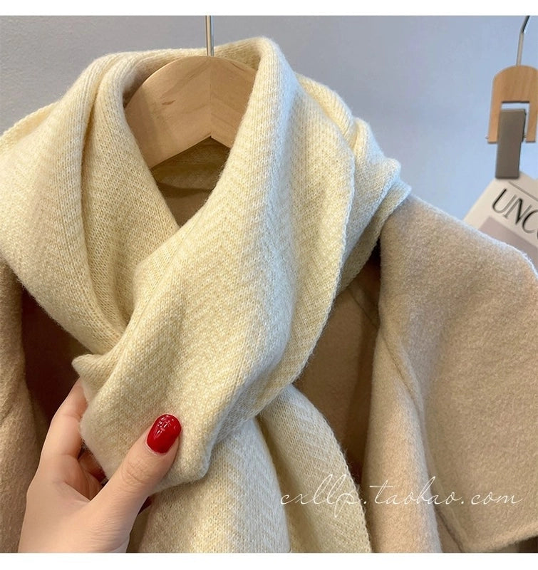 Women's Scarf Winter  Warm Thickened Fine Wool Knitted Student Couple Scarf Outer Wear