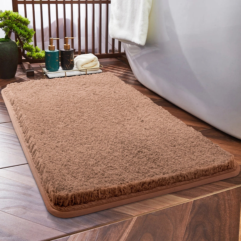 Household Bathroom Door Mat Solid Color Simple Bathroom Absorbent Non-Slip Mat Spot Thickened Fiber Floor Mat